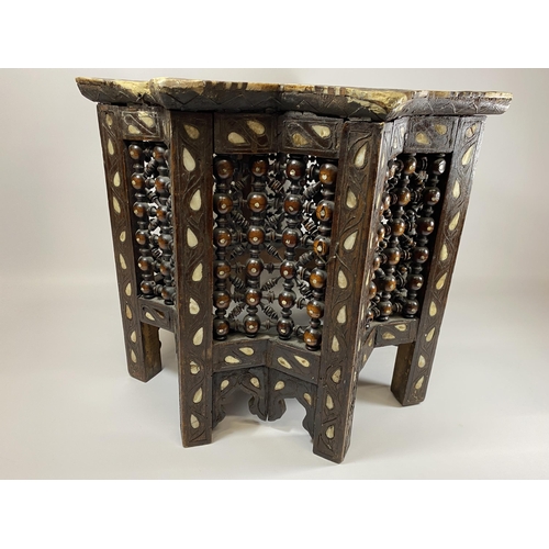 14 - A LIBERTY STYLE INLAID STAR TABLE, HEIGHT 39CM