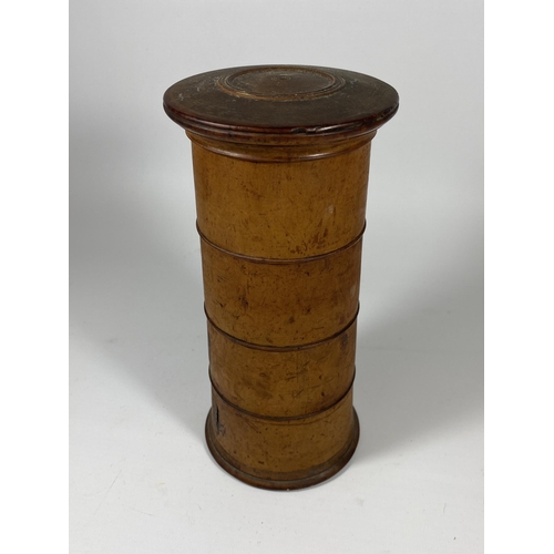 29 - A 19TH CENTURY SATINWOOD FOUR SECTION SPICE TOWER