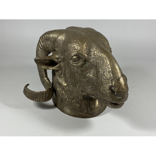 43 - A HEAVY BRASS MODEL OF A RAMS HEAD