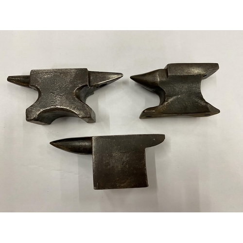 68 - THREE MINIATURE HEAVY SAMPLE ANVILS