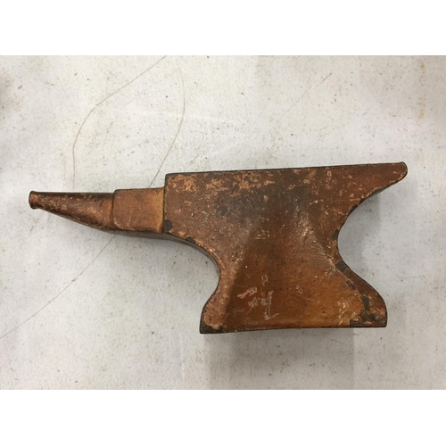 140 - THREE SALES REPRESENTATIVE'S SAMPLE CAST IRON AND BRASS ANVILS