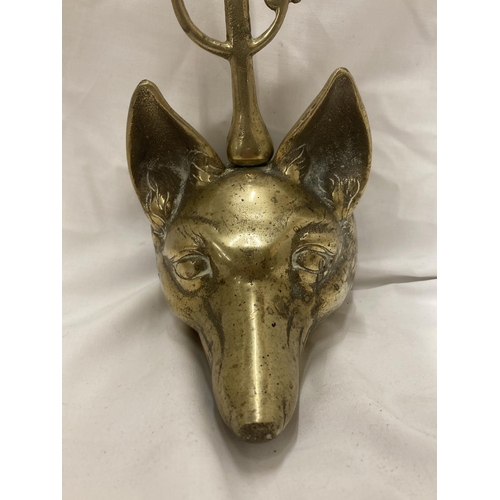 151 - A VINTAGE BRASS FOX AND WHIP DOORSTOP HEIGHT 43CM