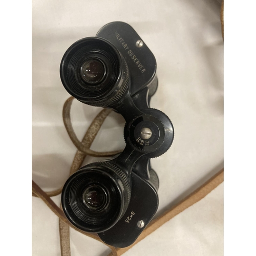 152 - TWO PAIRS OF CASED VINTAGE BINOCULARS - CARL ZEISS JENA 8 X 30 AND MILITARY OBSERVER 8 X 25