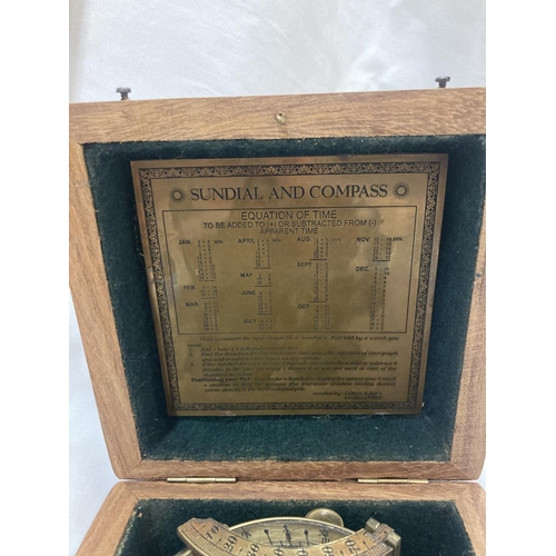 156 - A BOXED BRASS SUNDIAL COMPASS - J H STEWARD, LONDON