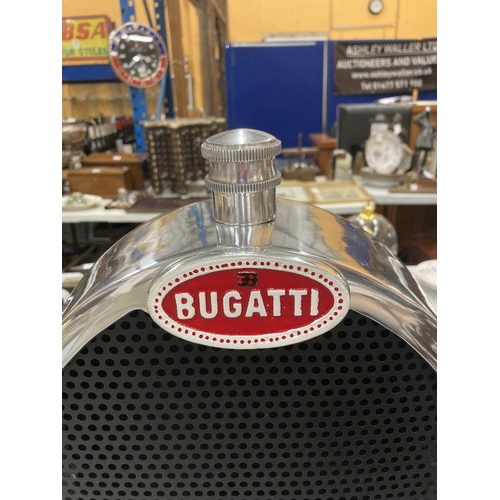 187 - A CHROME BUGATTI STYLE RADIATOR ON A BASE HEIGHT 49CM