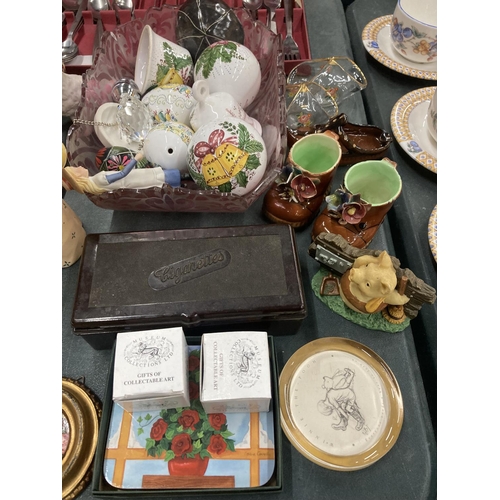 205 - A LARGE QUANTITY OF ITEMS TO INCLUDE A PART CANTEEN OF CUTLERY, BUNNYKINS PLATE, FIGURES, CHRISTMAS ... 