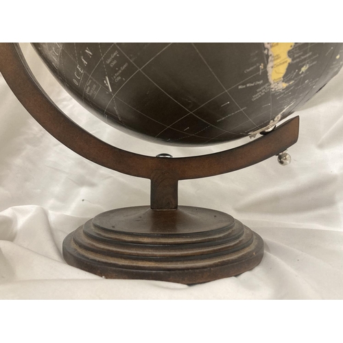 208 - A VINTAGE STYLE GLOBE ON A WOODEN BASE