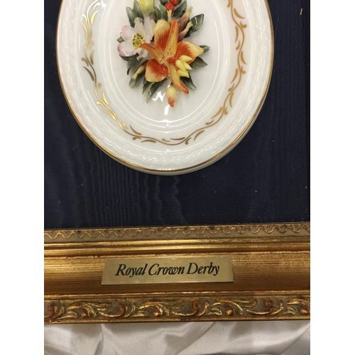 242 - A BOXED ROYAL CROWN DERBY AUTUMN PLAQUE