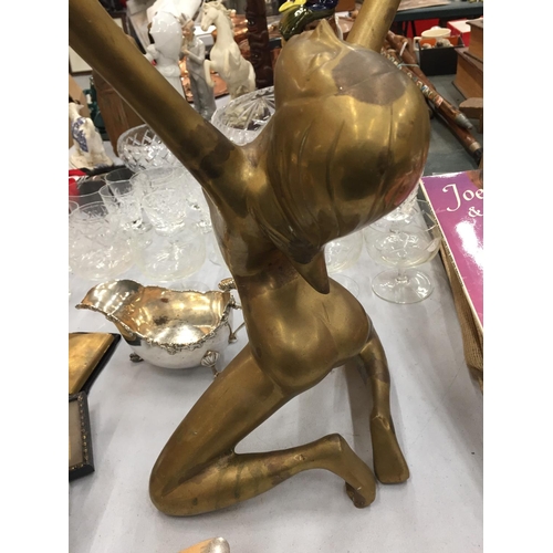 258 - A METAL SCULPTURE OF A NUDE LADY HEIGHT 45CM