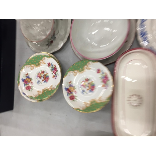 275 - A QUANTITY OF CERAMIC ITEMS TO INCLUDE FRENCH TRANSFER PRINTED PLATES, A FRENCH COFFEE POT, WATER JU... 