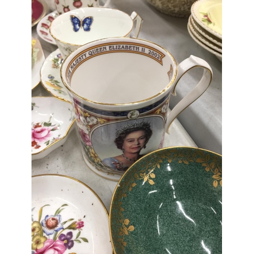 278 - A QUANTITY OF MINTON, ROYAL WORCESTER, AYNSLEY, ETC TO INCLUDE PIN TRAYS, CUPS, SAUCERS, EGG CODDLER... 