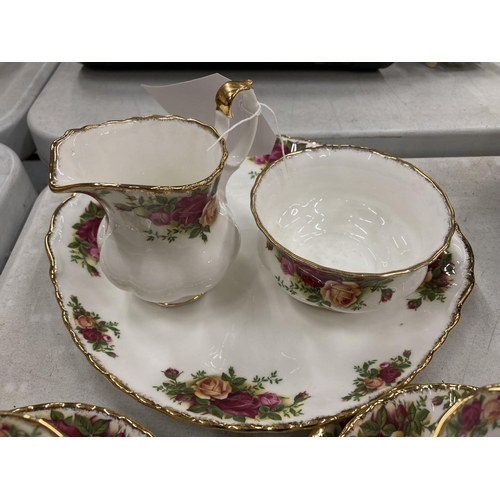 287 - A QUANTITY OF ROYAL ALBERT 'COLD COUNTRY ROSES' TO INCLUDE CUPS, SAUCERS, SIDE PLATES, A CREAM JUG, ... 