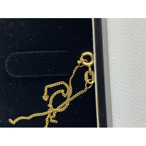 918 - A 9CT YELLOW GOLD CHAIN AND LOCKET, (CHAIN A/F), WEIGHT 2.1G, BOXED