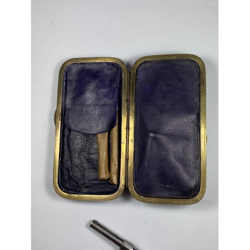 94 - A RARE MID 19TH CENTURY TWIN SECTION GAMBLERS CASE CONTAINING A SIX SHOT PIN FIRE REVOLVER, LENGTH O... 