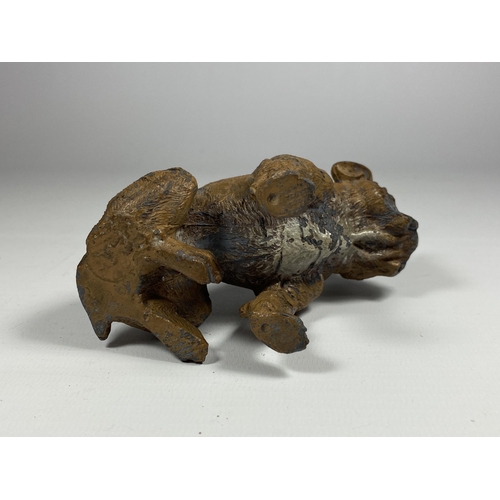 97 - AN AUSTRIAN SPELTER BULLDOG PIN CUSHION