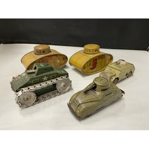 3630 - FIVE TIN PLATE TANKS TO INCLUDE AN ARNOLD, TWO A292'S ETC