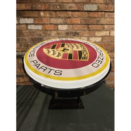 100A - A LARGE PORSCHE ILLUMINATED DOUBLE SIDED ROTATING SIGN WITH BRACKET WORKING AT THE TIME OF CATALOGUI... 