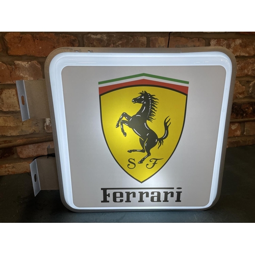 280A - A FERRARI DOUBLE SIDED ILLUMINATED LIGHT BOX SIGN WITH BRACKET - WORKING ORDER AT TIME OF CATALOGUIN... 