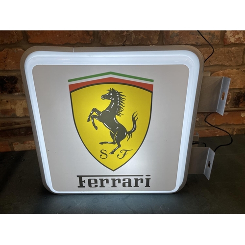 280A - A FERRARI DOUBLE SIDED ILLUMINATED LIGHT BOX SIGN WITH BRACKET - WORKING ORDER AT TIME OF CATALOGUIN... 