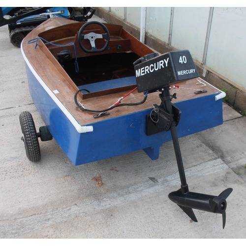 132 - CHILDS BOAT WITH ELECTRIC MOTOR  NO VAT