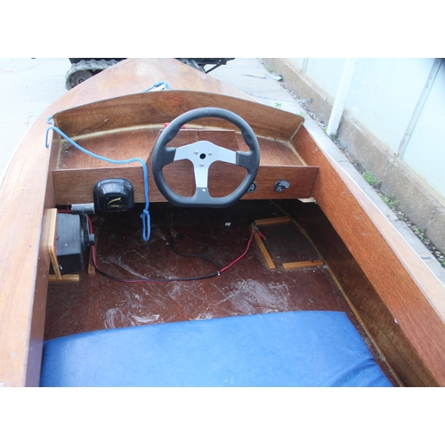 132 - CHILDS BOAT WITH ELECTRIC MOTOR  NO VAT