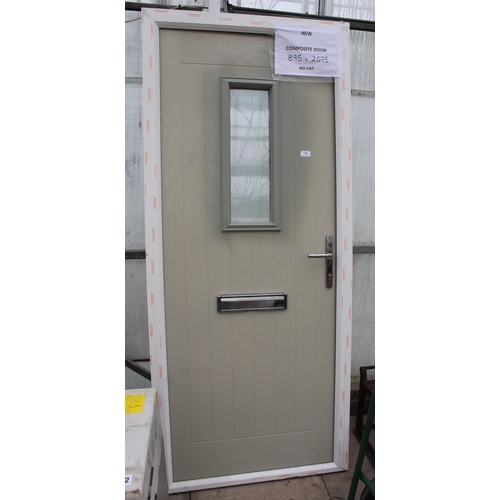 15 - A NEW GREY COMPOSITE DOOR AND FRAME 895MM X 2075MM  WITH 3 KEYS  NO VAT