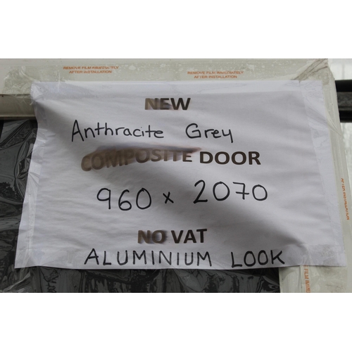 16 - A NEW ANTHRACITE GREY COMPOSITE DOOR AND FRAME 960MM X 2070MM  WITH 3 KEYS  NO VAT