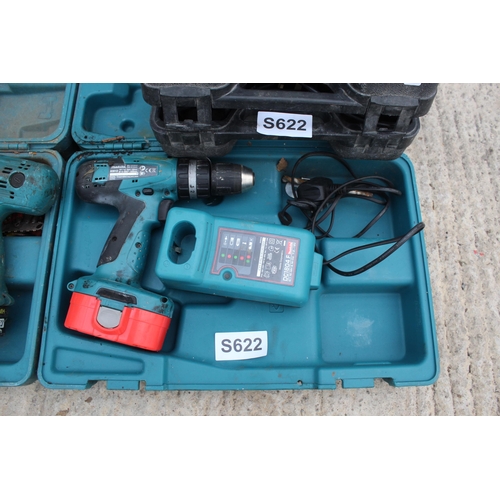 21 - 3 MAKITA DRILLS, 2 CHARGERS, TITAN DISC SAW  NO VAT