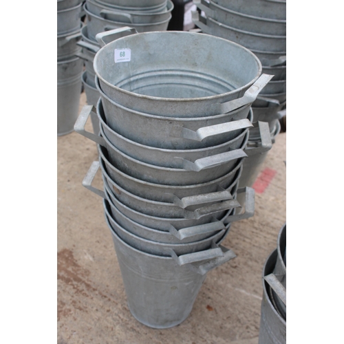 68 - 10 GALVANISED BUCKETS  NO VAT