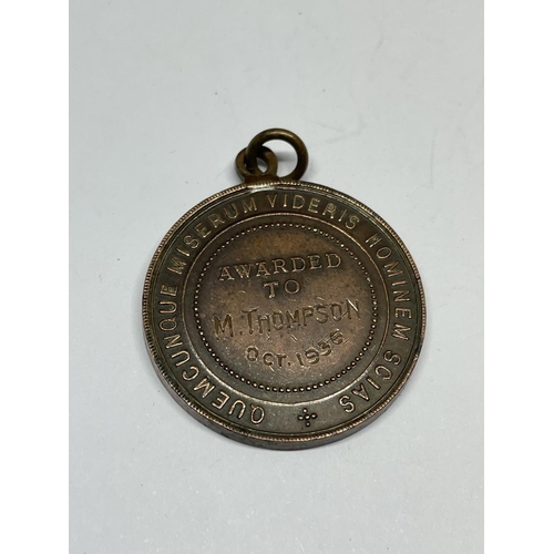 85 - A ROYAL LIFE SAVING SOCIETY MEDAL, DATED 1936