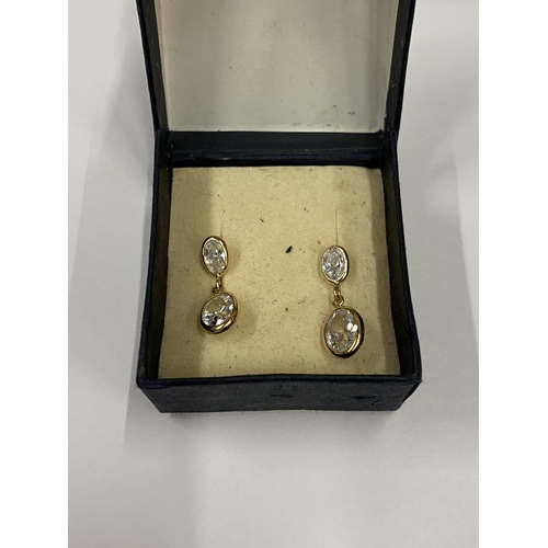 1 - A BOXED PAIR OF YELLOW GOLD EARRINGS (MISSING BACKS)