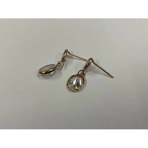 1 - A BOXED PAIR OF YELLOW GOLD EARRINGS (MISSING BACKS)