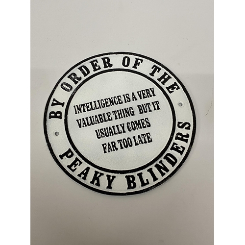 114 - A CAST 'PEAKY BLINDERS' SIGN DIAMETER 24CM