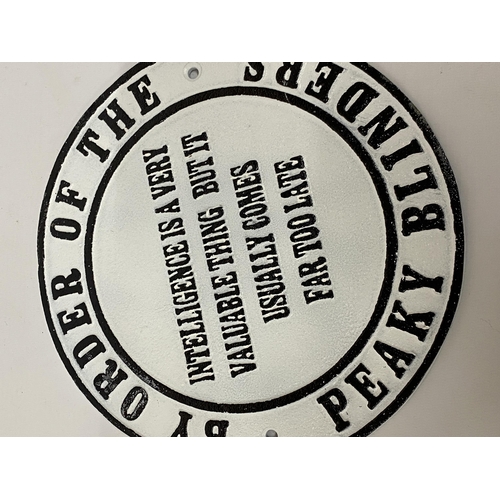 114 - A CAST 'PEAKY BLINDERS' SIGN DIAMETER 24CM