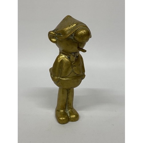 117 - A VERY HEAVY BRASS FIGURE OF ANDY CAPP HEIGHT 23CM