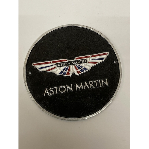 118 - A CAST ASTON MARTIN SIGN DIAMETER 24CM