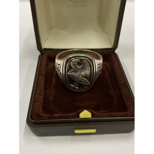 16 - A GEORG JENSEN DANISH SILVER GENTS RING, BOXED