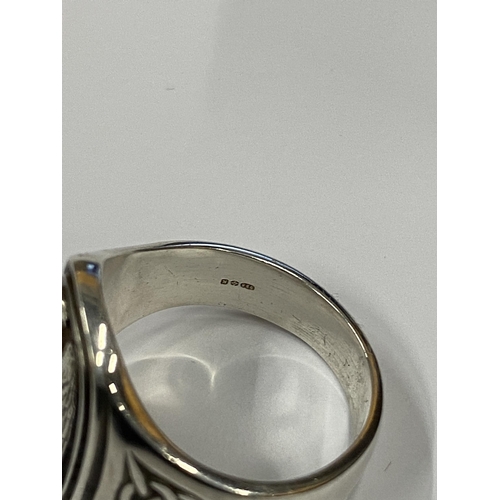 16 - A GEORG JENSEN DANISH SILVER GENTS RING, BOXED