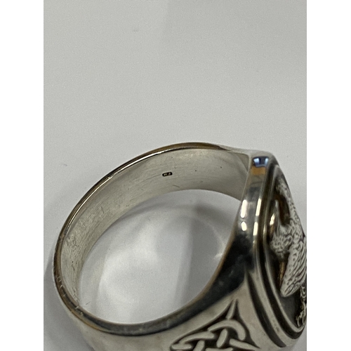 16 - A GEORG JENSEN DANISH SILVER GENTS RING, BOXED