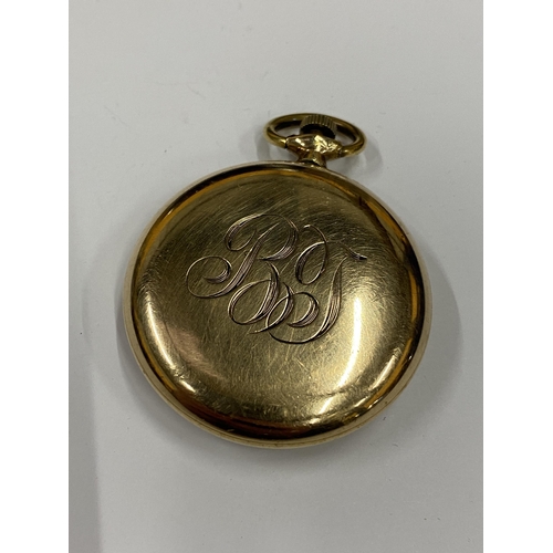 21 - A VINTAGE GOLD PLATED 'FALCON' OPEN FACED POCKET WATCH