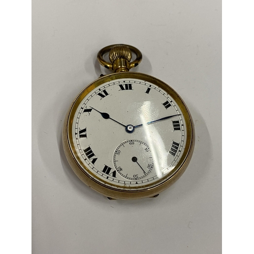 33 - A VINTAGE GOLD PLATED OPEN FACED POCKET WATCH