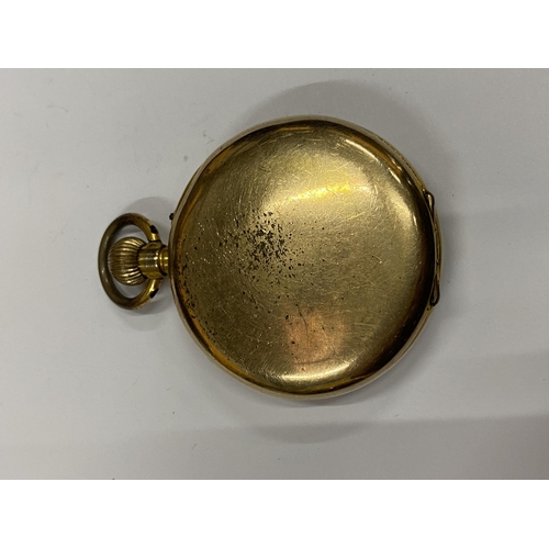 33 - A VINTAGE GOLD PLATED OPEN FACED POCKET WATCH