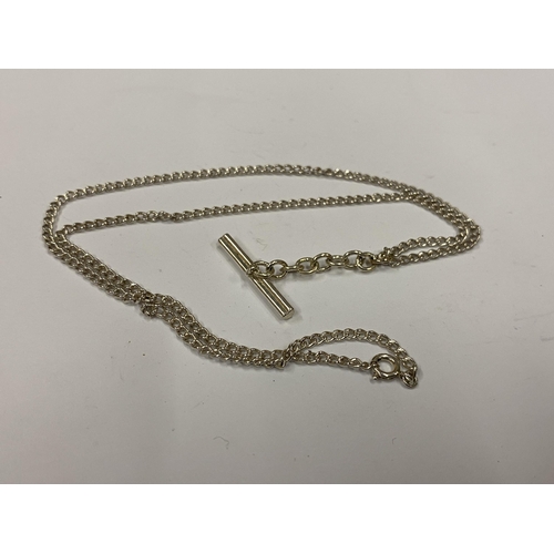 35 - A SILVER CHAIN & T-BAR