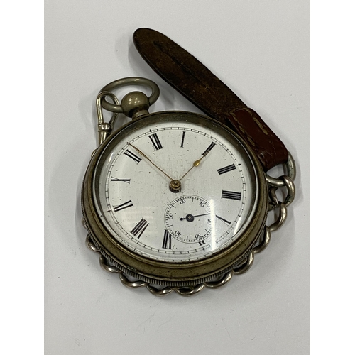 46 - A VINTAGE 'THE OLD DAVID' POCKET WATCH AND CHAIN