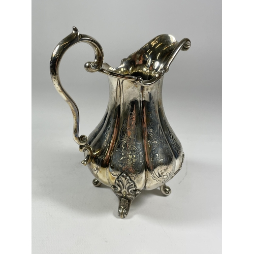 11 - A VICTORIAN SILVER HEAVY GAUGE CREAM JUG, HALLMARKS FOR LONDON, 1845, MAKER W.H, POSSIBLY WALKER & H... 