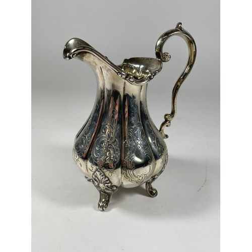 11 - A VICTORIAN SILVER HEAVY GAUGE CREAM JUG, HALLMARKS FOR LONDON, 1845, MAKER W.H, POSSIBLY WALKER & H... 