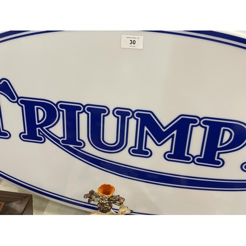 30 - A TRIUMPH ILLUMINATED LIGHT BOX SIGN - WORKING ORDER AT TIME OF CATALOGUING.  WIDTH 94CM, HEIGHT 48C... 