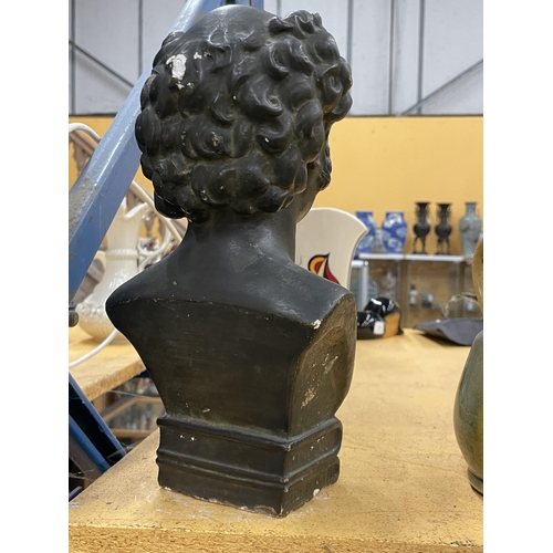 60 - A VINTAGE POTTERY BUST TITLED 'WILLEMS'