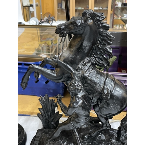 71 - A LARGE PAIR OF MARLEY HORSE TABLE LAMPS