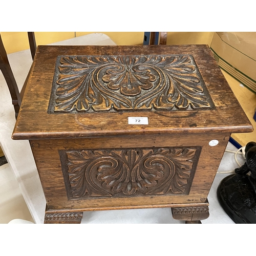 72 - A CARVED OAK DESIGN LIDDED STORAGE BOX